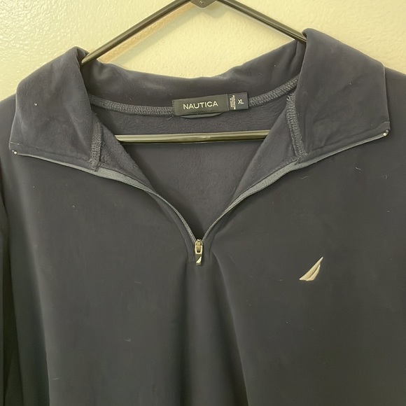Nautica zipper v neck light jacket shirt navy blue xl 100% polyester - Picture 2 of 6